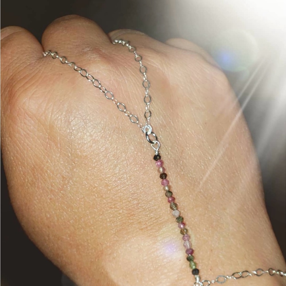 NEW HANDMADE Elegant Sterling Silver Tourmaline Slave Bracelet